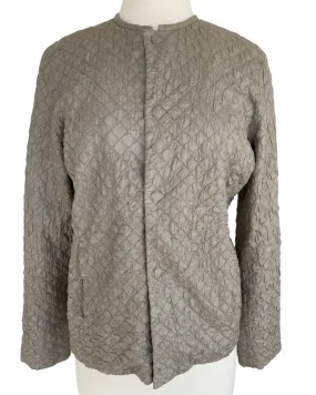 Eileen Fisher Textured Taupe Silk Cardigan with Magnetic Closure, M