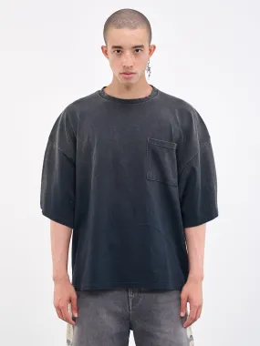 2Tone Big Pocket T-Shirt (EK-1446SC-BKK-BLACK-KHAKI)