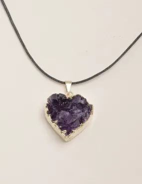 Amethyst Druzy Heart Pendant