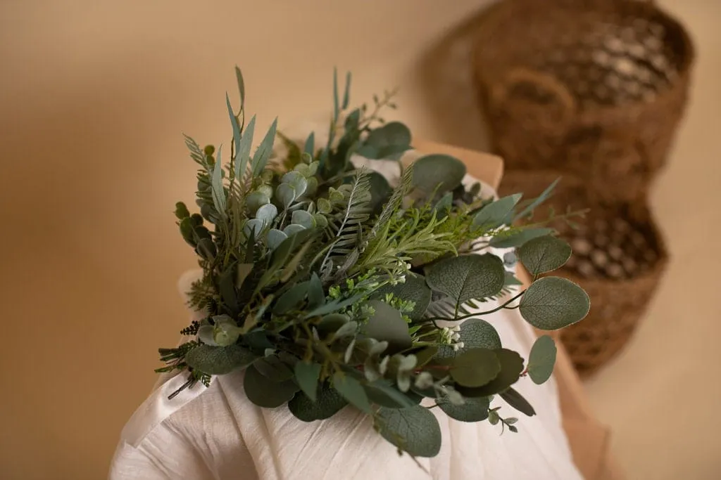 Artificial Flowers Bridal Bouquet - Woodland Green