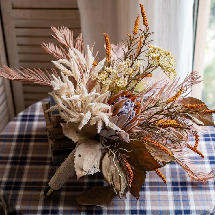 Artificial Silk Natural Fall Designer Flower Bouquet