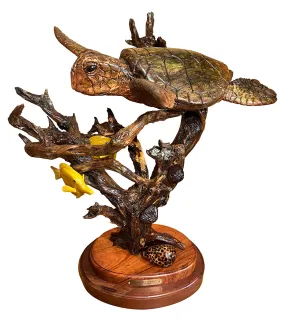 Avocado Wood Sculpture "Green Sea Turtle" by Craig Nichols