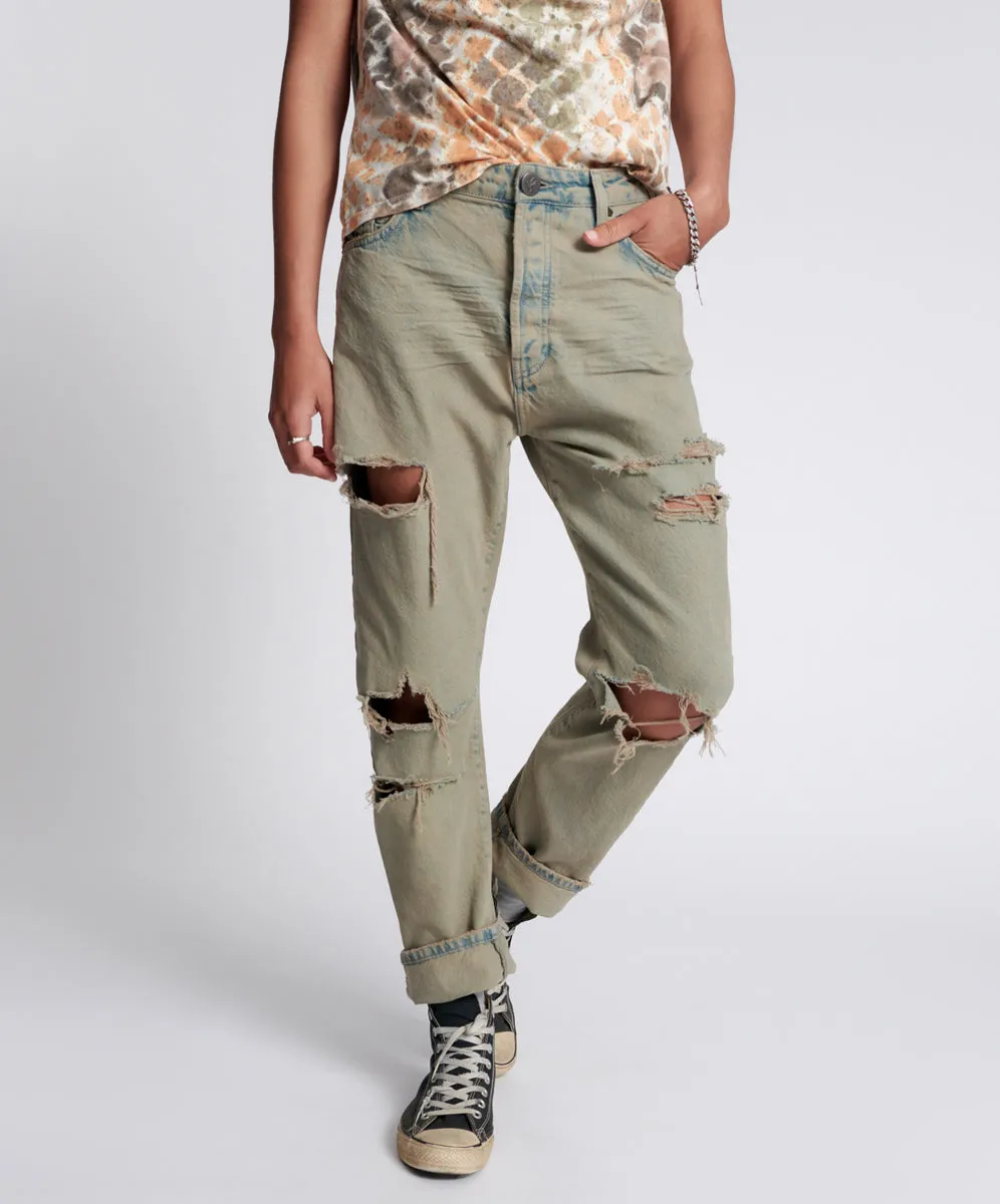 Bandits Low Waist Boyfriend Denim Jeans - Khaki Haze