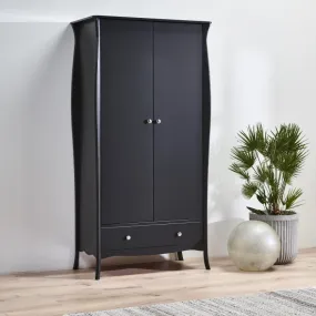 Baroque 2 Door & 1 Drawer Black Wardrobe