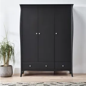 Baroque 3 Door & 2 Drawer Black Wardrobe