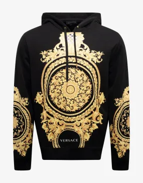 Black Barocco Print Hoodie