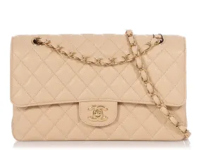 Chanel Medium/Large Beige Quilted Caviar Classic Double Flap