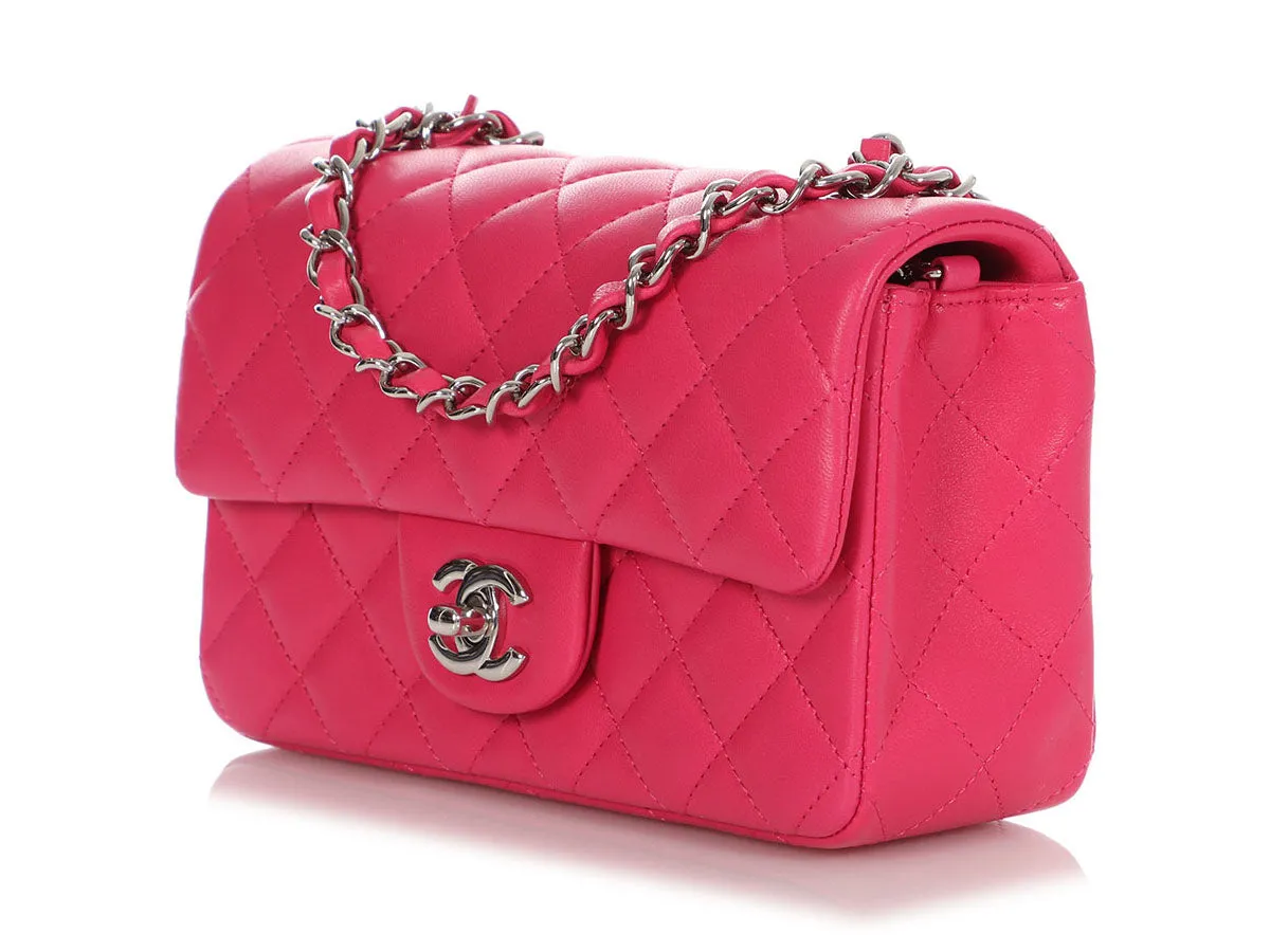 Chanel Mini Dark Pink Quilted Lambskin Rectangular Classic