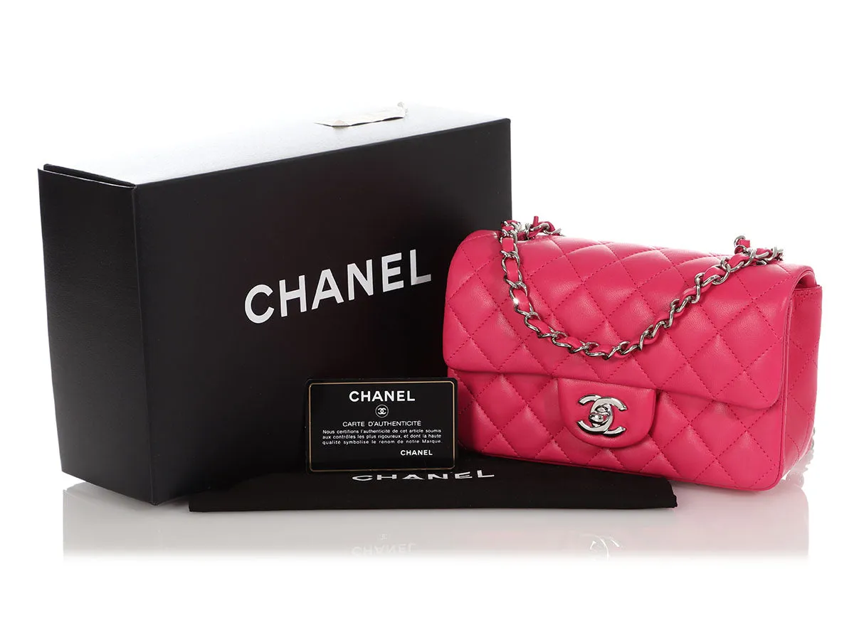 Chanel Mini Dark Pink Quilted Lambskin Rectangular Classic