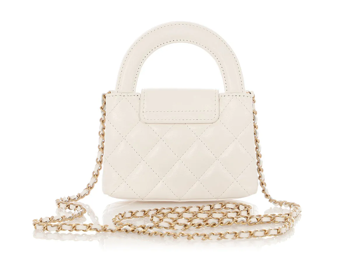 Chanel White Quilted Calfskin Mini With Chain