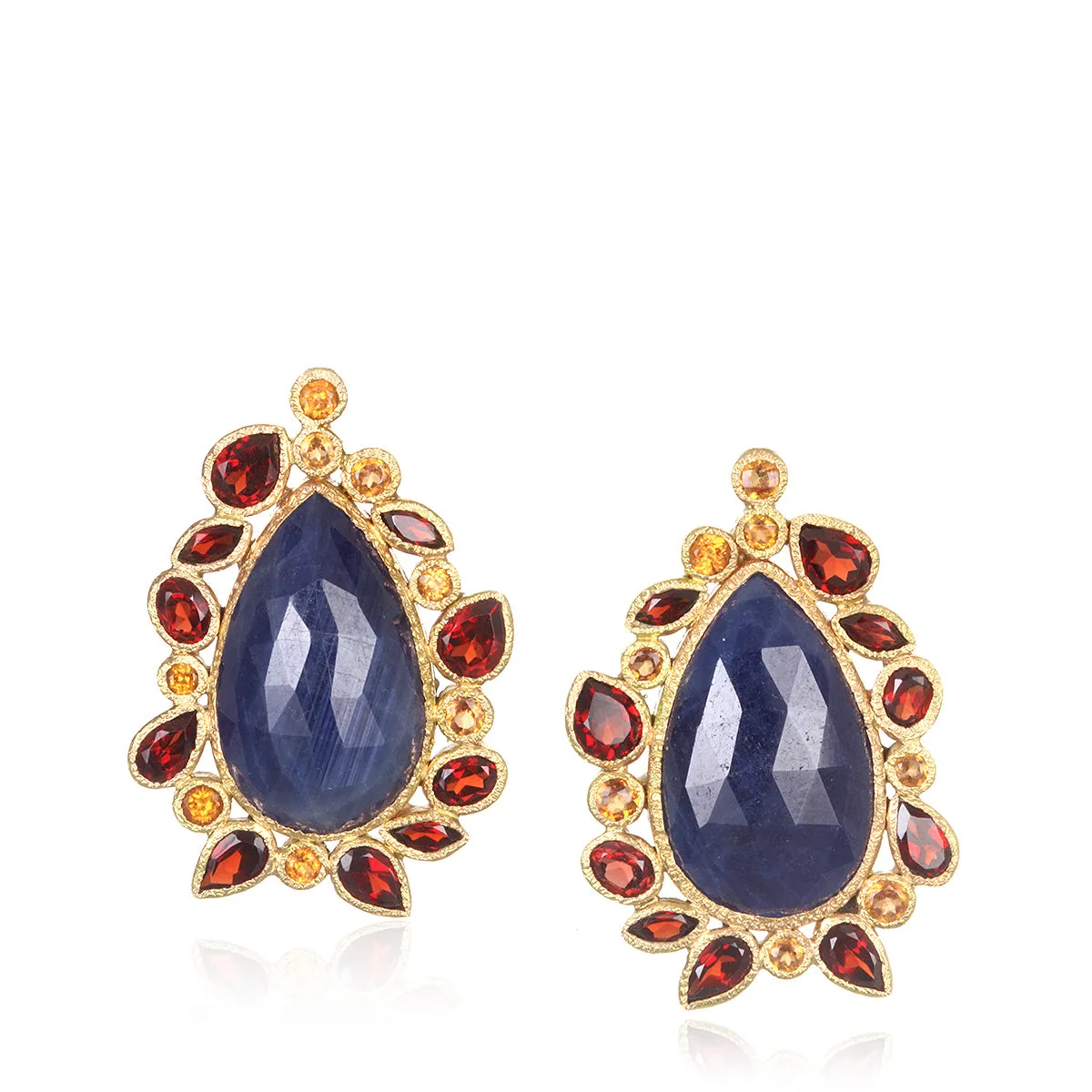 Circle of Fire - 14k Gold and Blue Sapphire Earrings