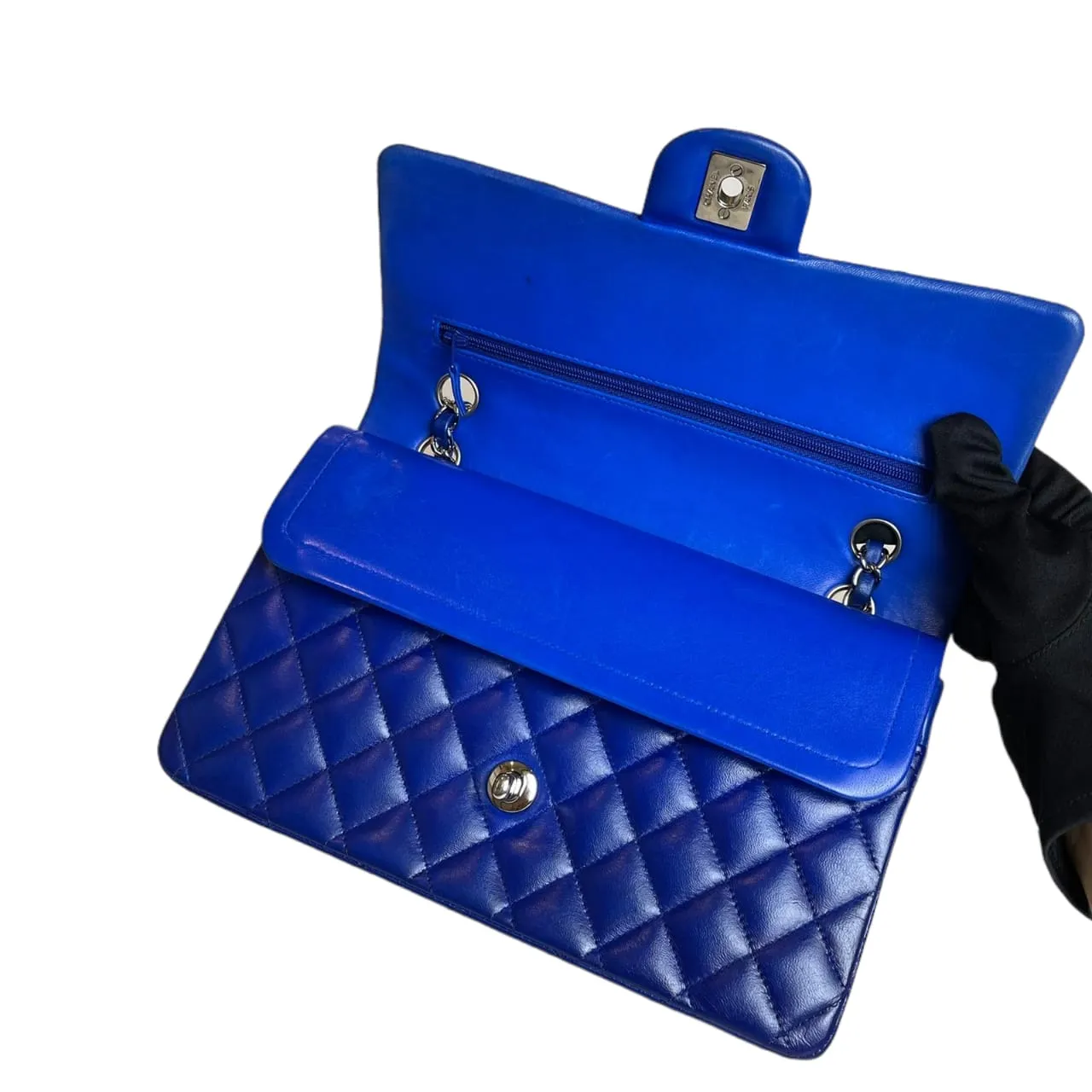 Classic Flap Medium Electric Blue Lambskin SHW