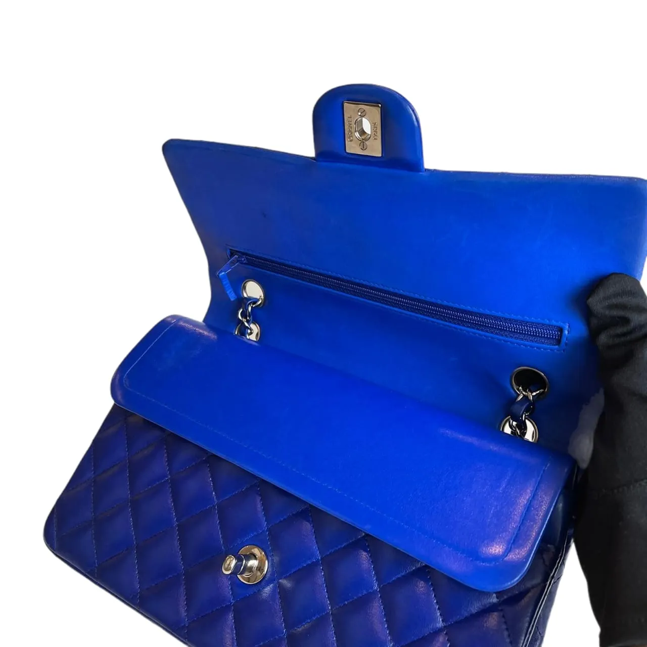 Classic Flap Medium Electric Blue Lambskin SHW