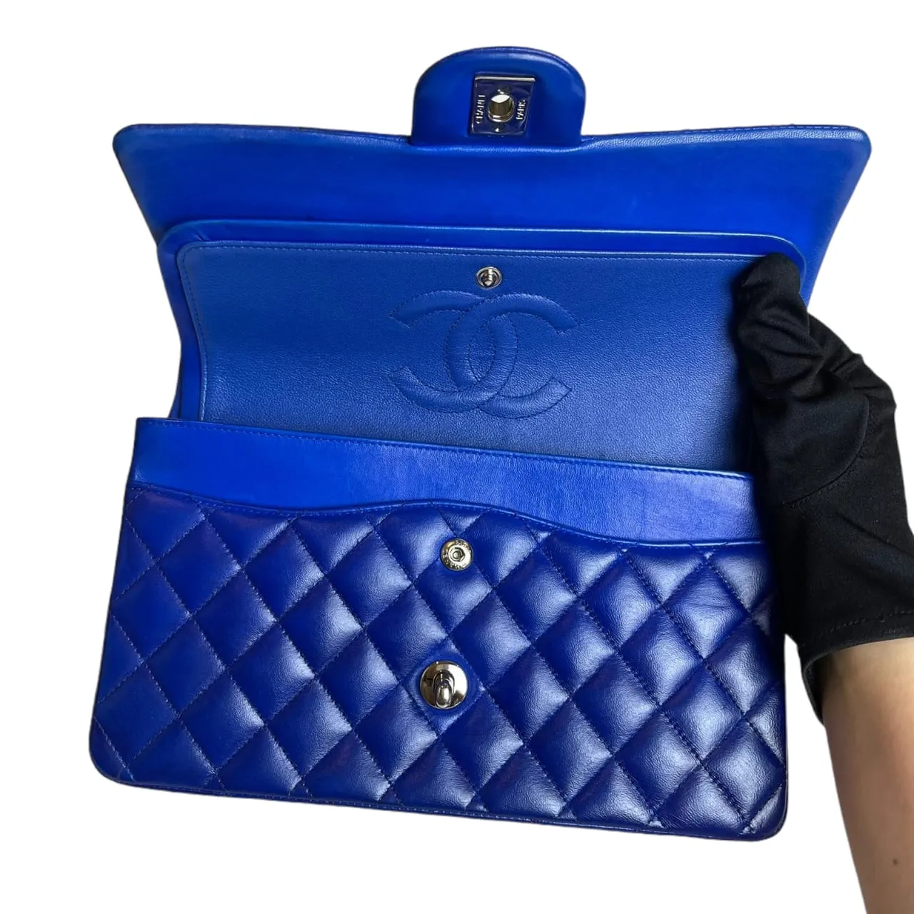 Classic Flap Medium Electric Blue Lambskin SHW