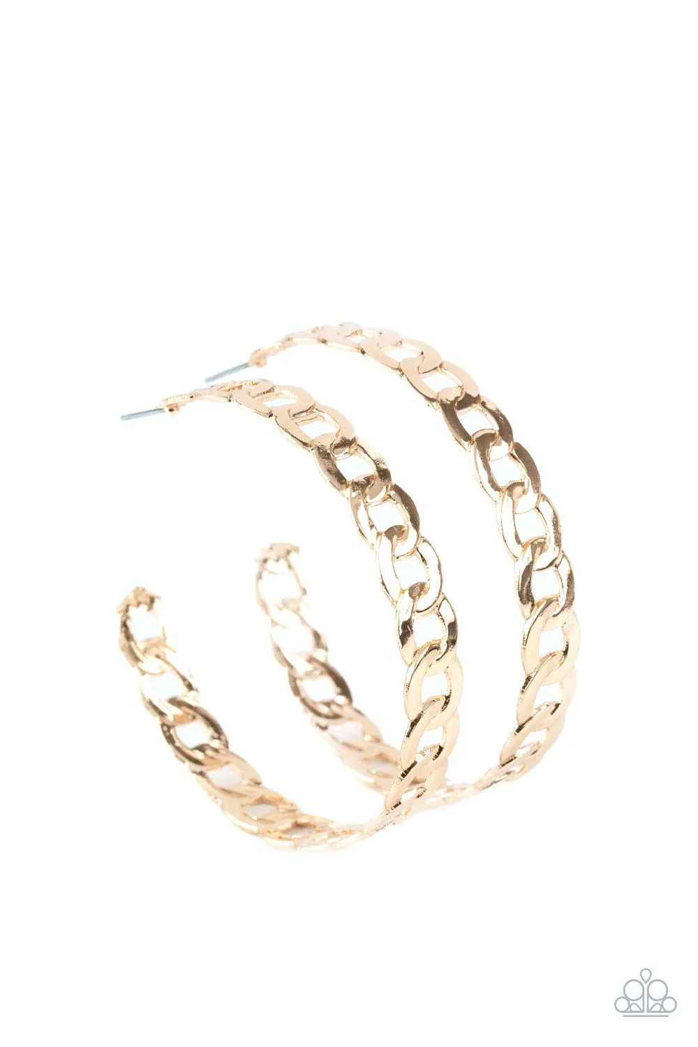 Climate CHAINge Gold Chain Link Hoop Earrings - Paparazzi Accessories