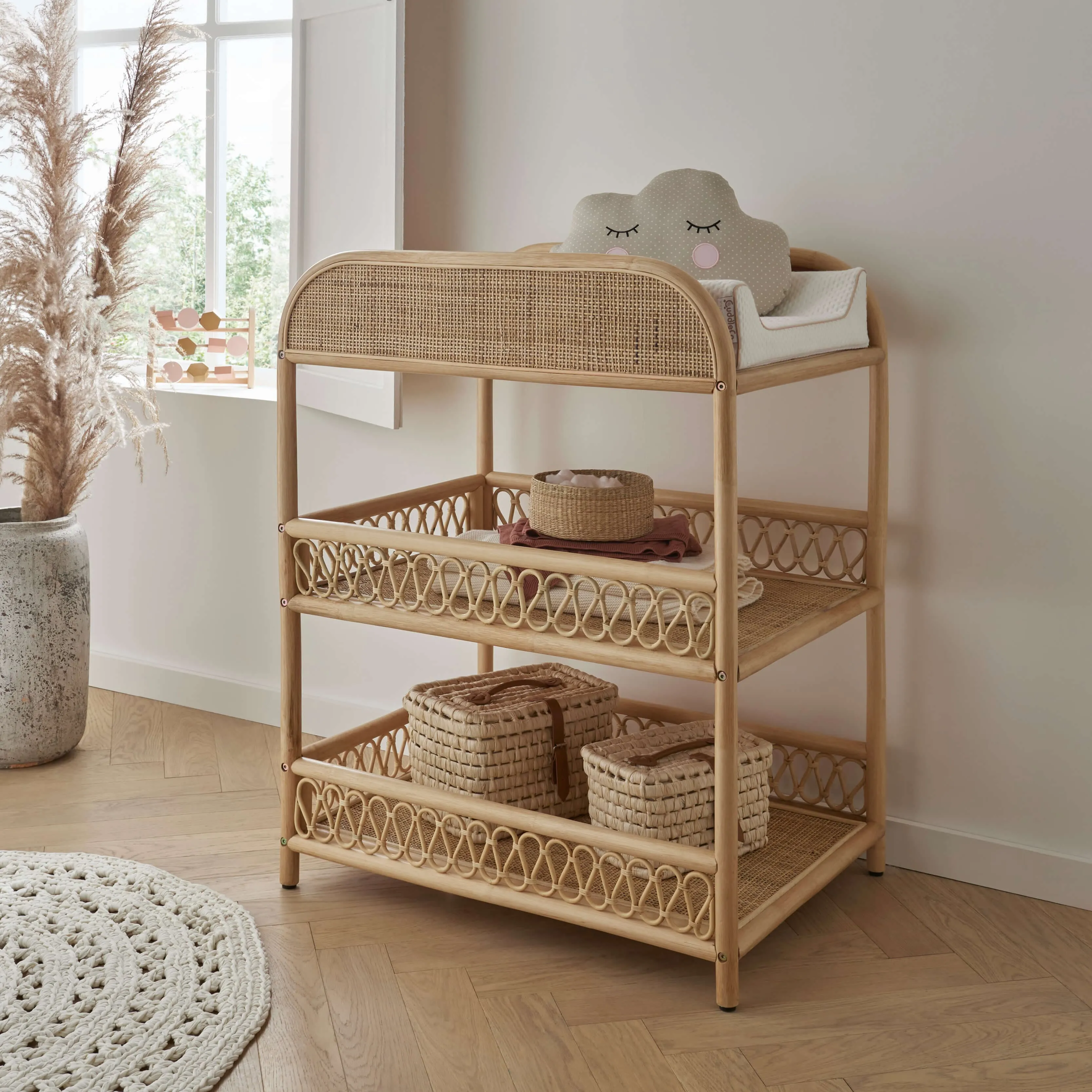 Cuddleco Aria 3pc Set Crib, Changer, Clothes Rail - Rattan