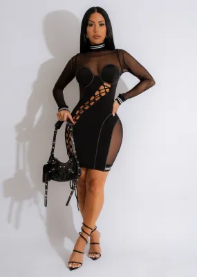 Dancing In The Dark Mesh Mini Dress Black