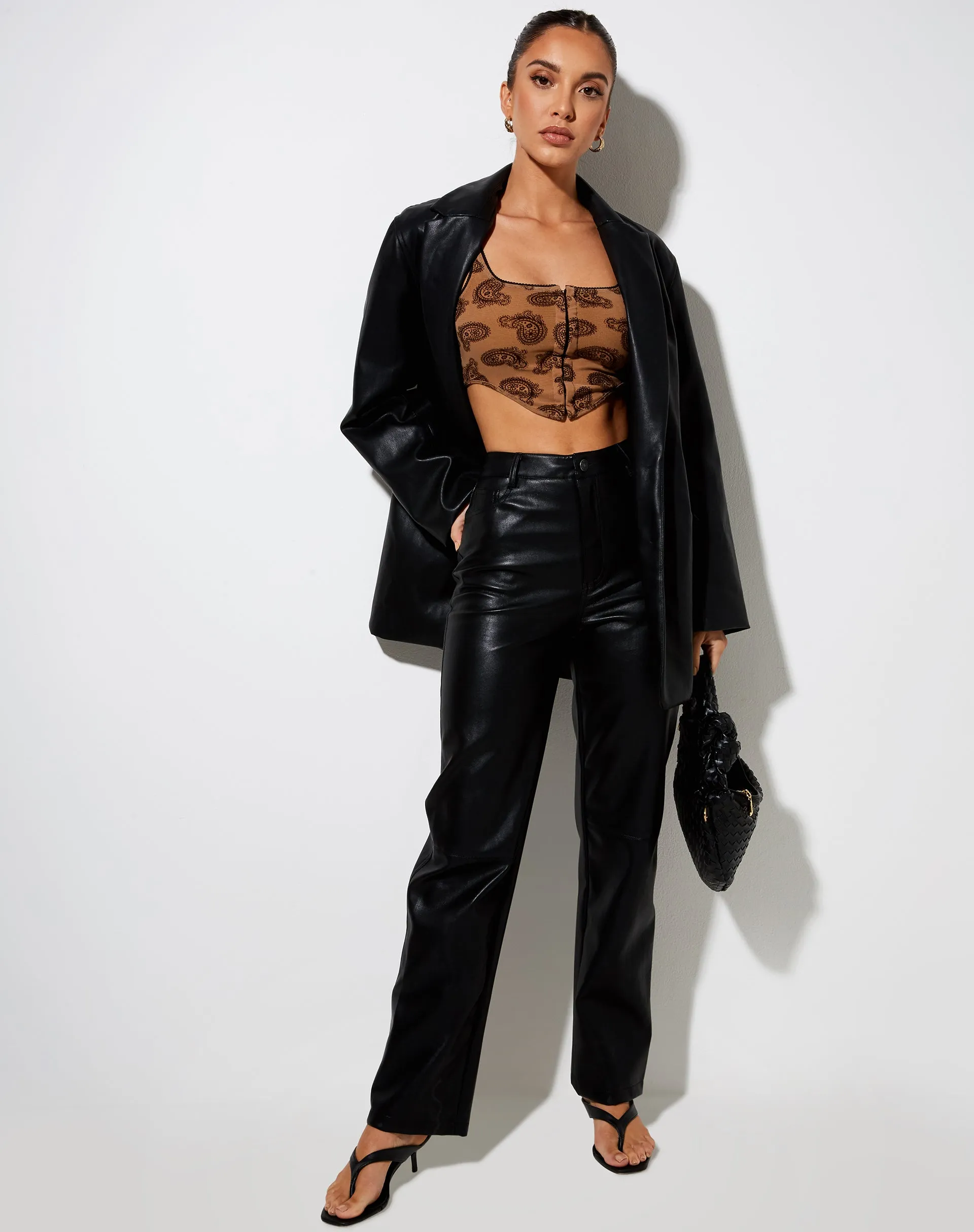 Elix Crop Top in Persian Night Flock Brown