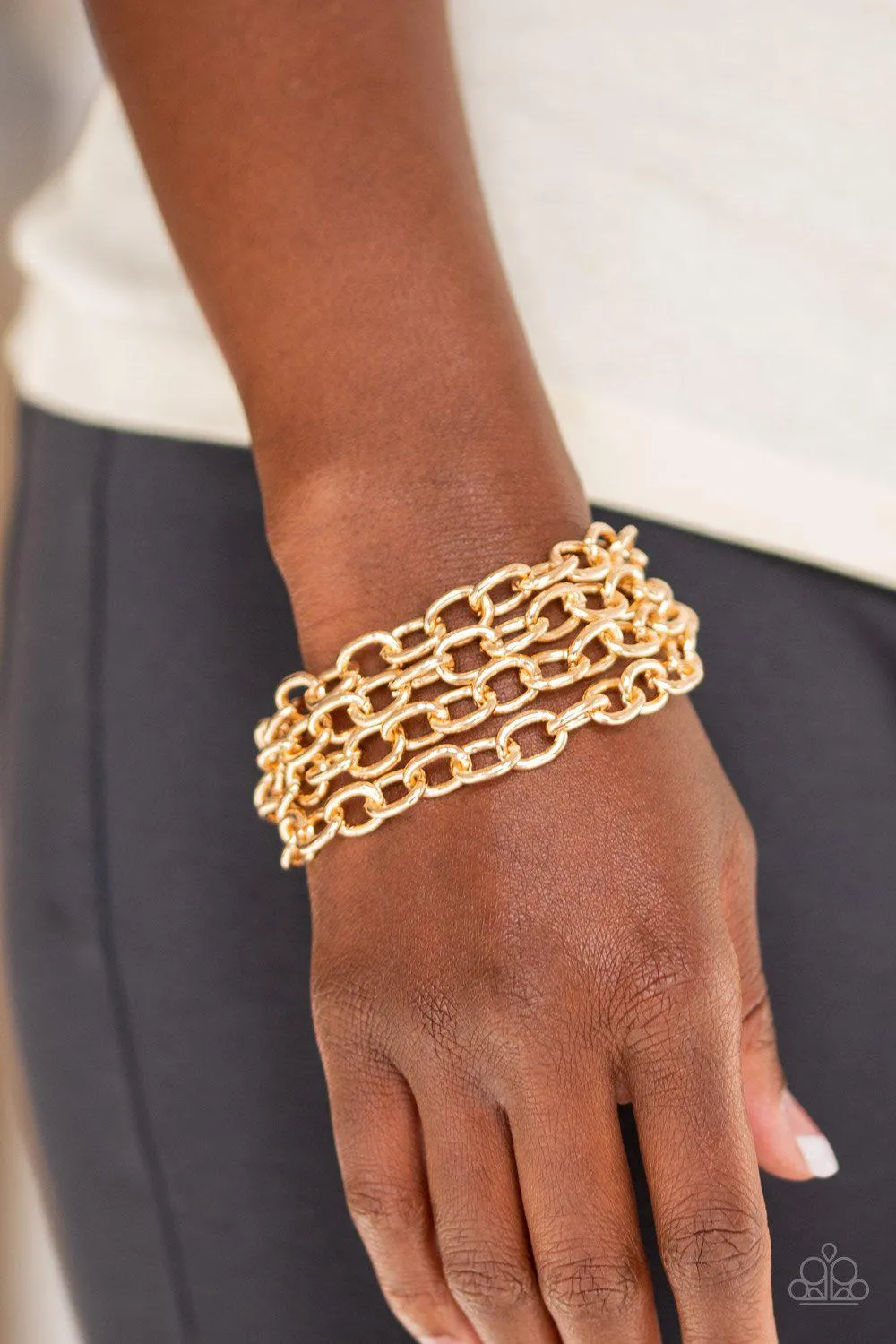 Fast Ball Gold Chain Bracelet - Paparazzi Accessories