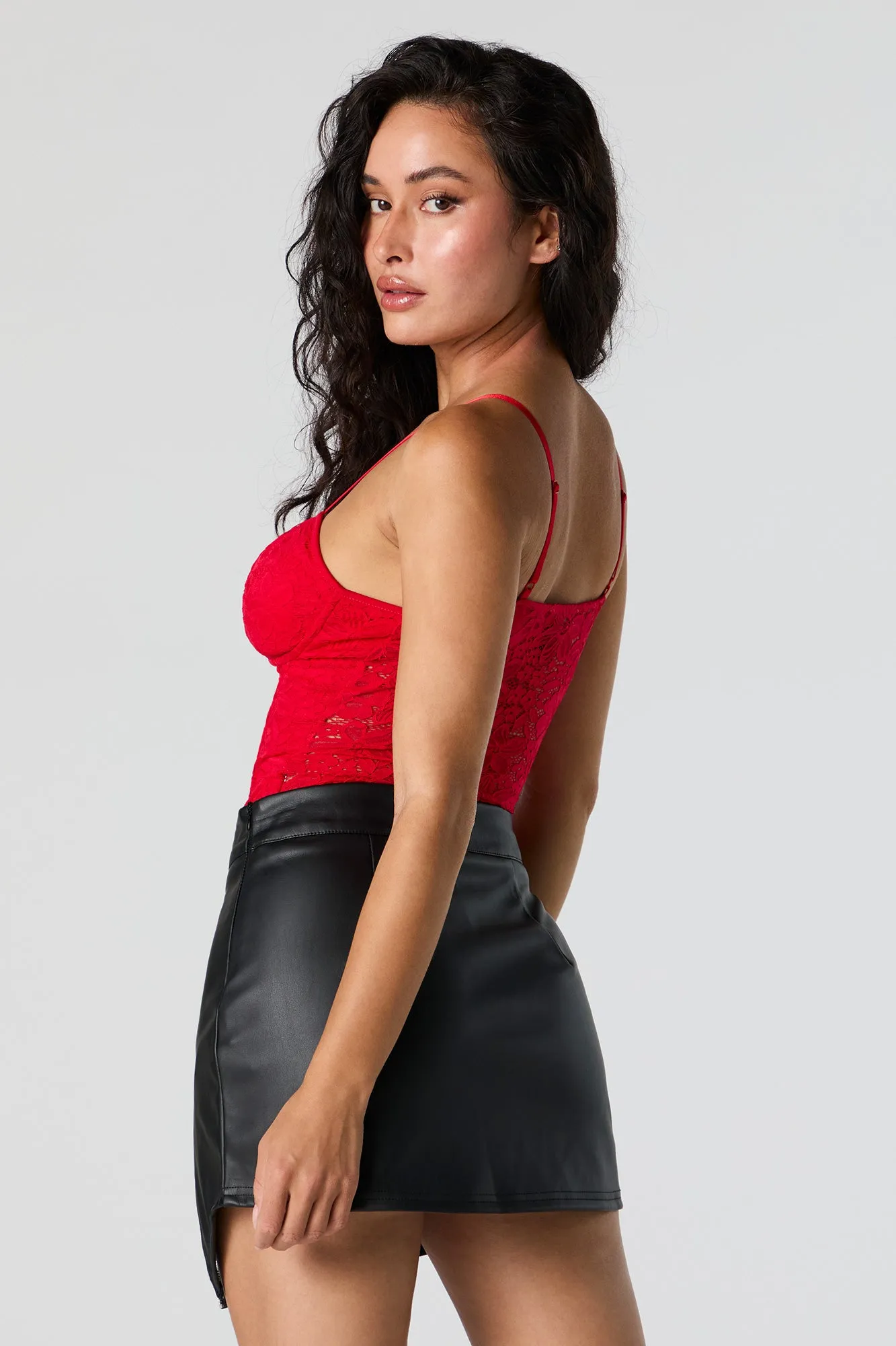 Faux Leather Side Zip Mini Skort