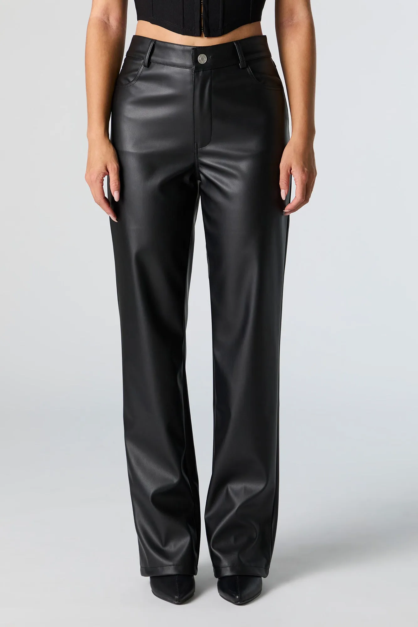 Faux Leather Straight Leg Pant