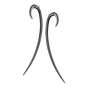 Hook Size 4 Earrings - Silver Black Rhodium