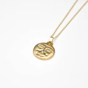 Moon Face Necklace, Solid Gold