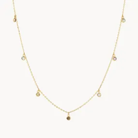 Multi Gemstone Droplet Necklace in 10k Gold