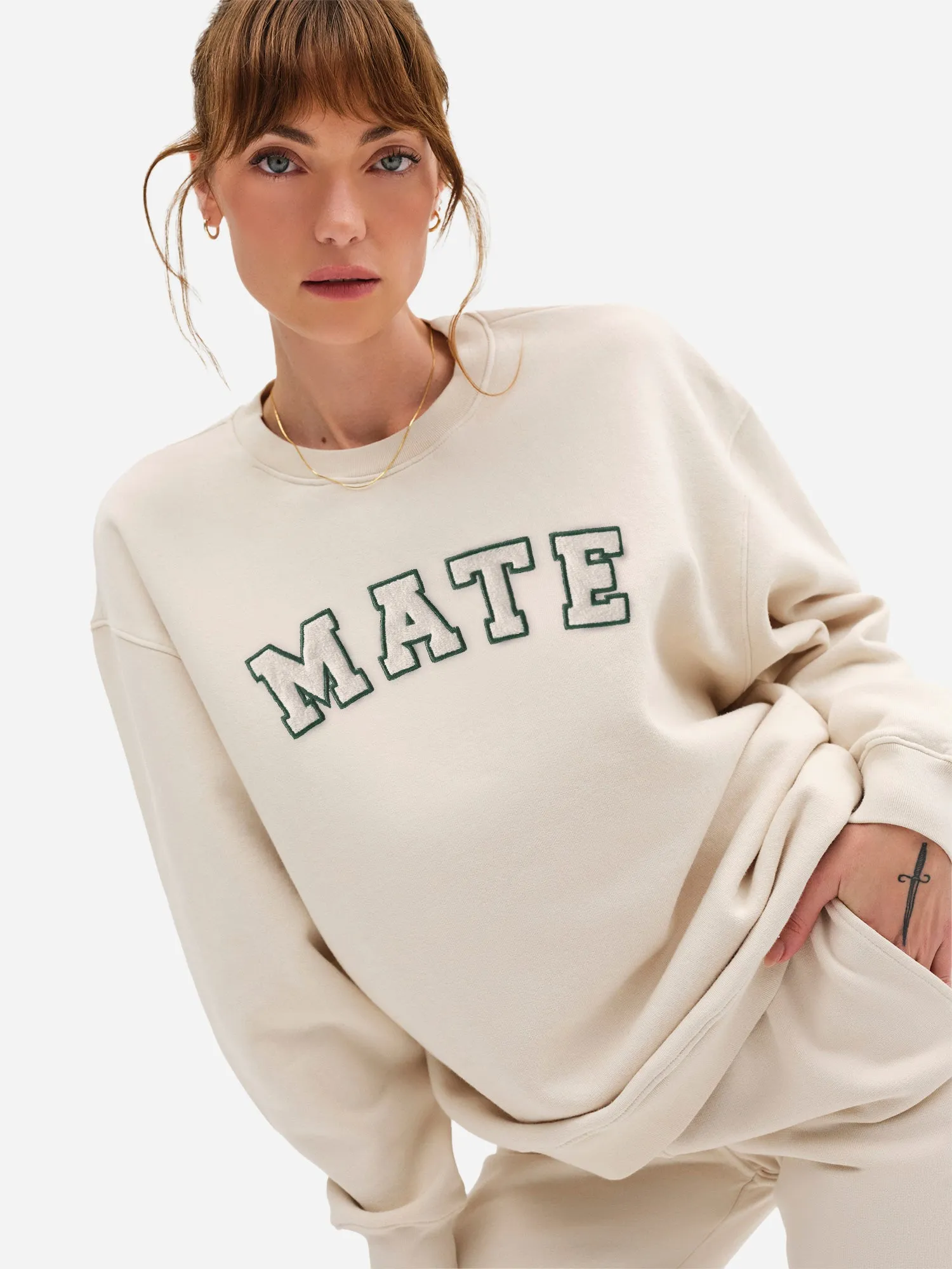 Organic Fleece Embroidered Oversized Sweatshirt