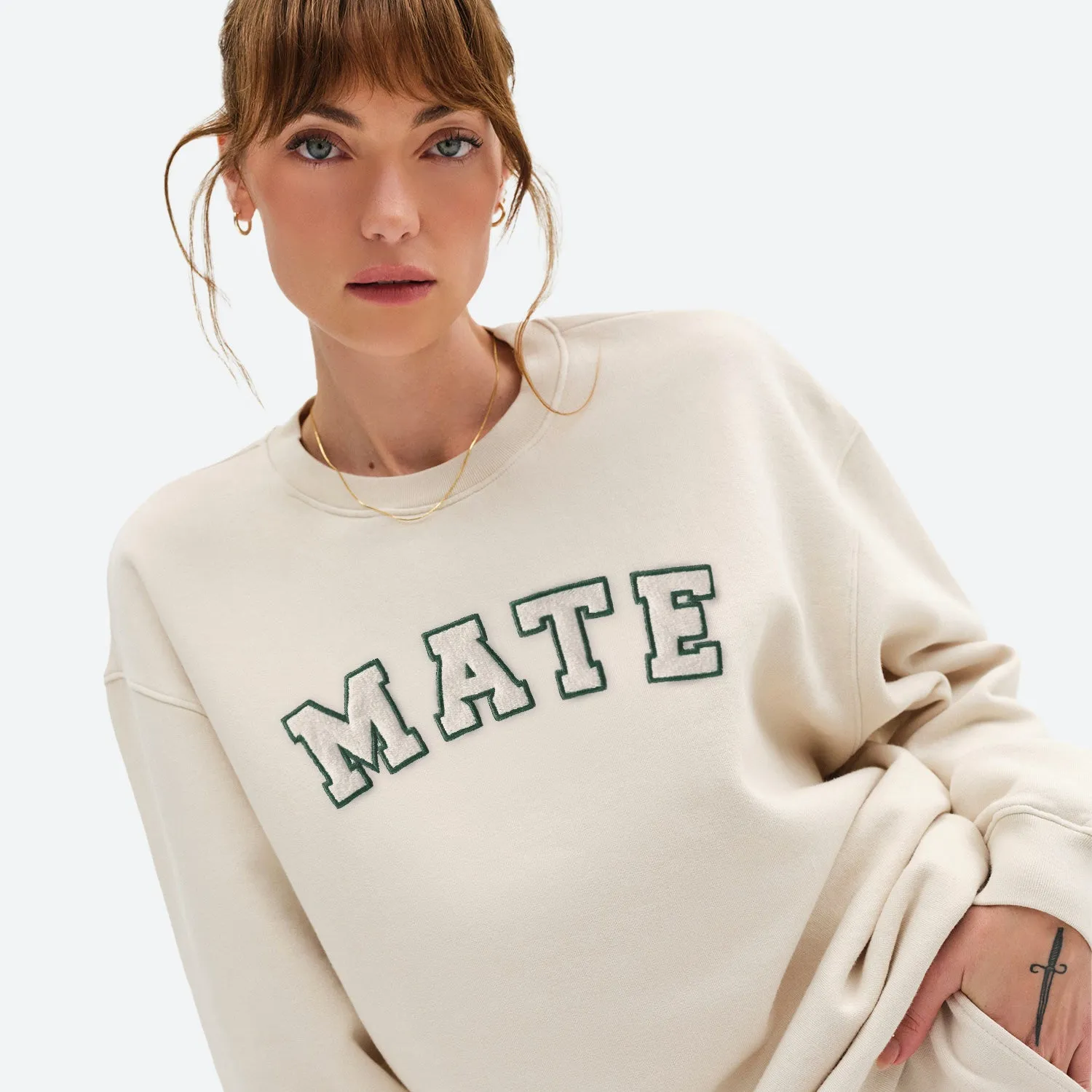 Organic Fleece Embroidered Oversized Sweatshirt