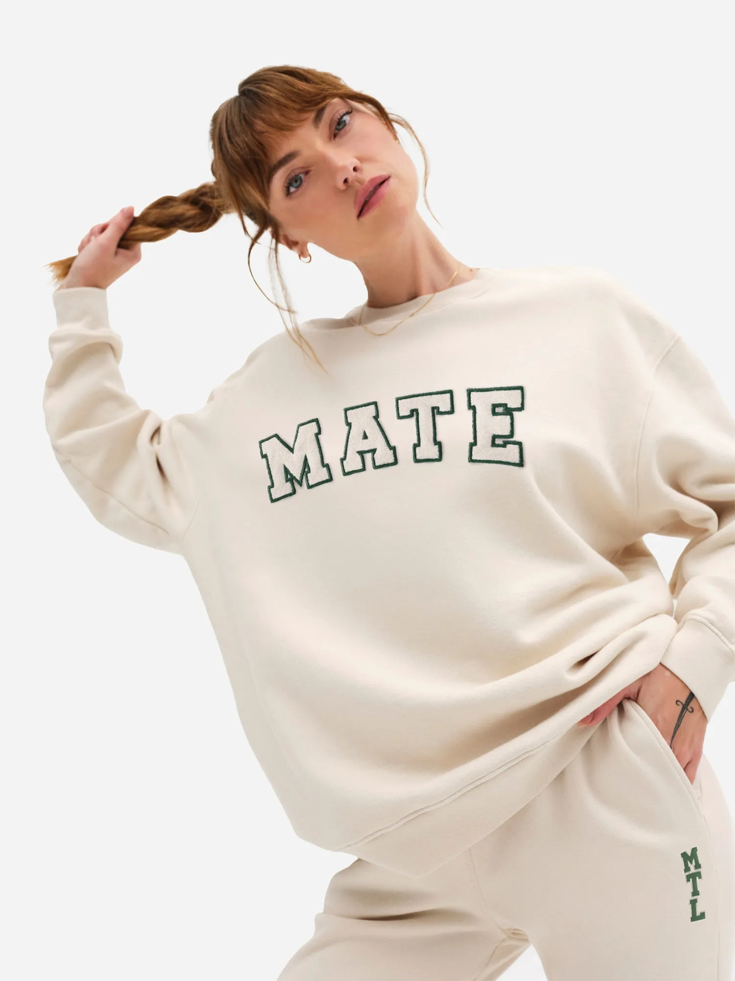 Organic Fleece Embroidered Oversized Sweatshirt