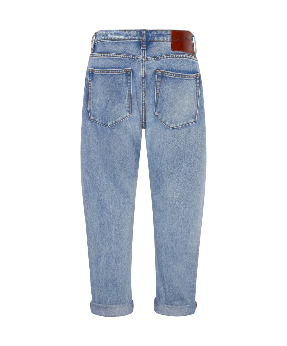 Saints Low Waist Boyfriend Denim Jeans - Berlin Blue