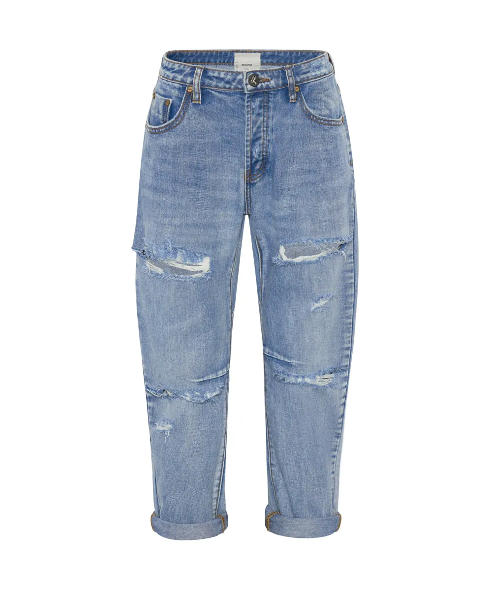 Saints Low Waist Boyfriend Denim Jeans - Berlin Blue