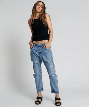 Saints Low Waist Boyfriend Denim Jeans - Berlin Blue