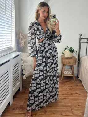 Tami Cut Out Maxi Dress / Dark Floral