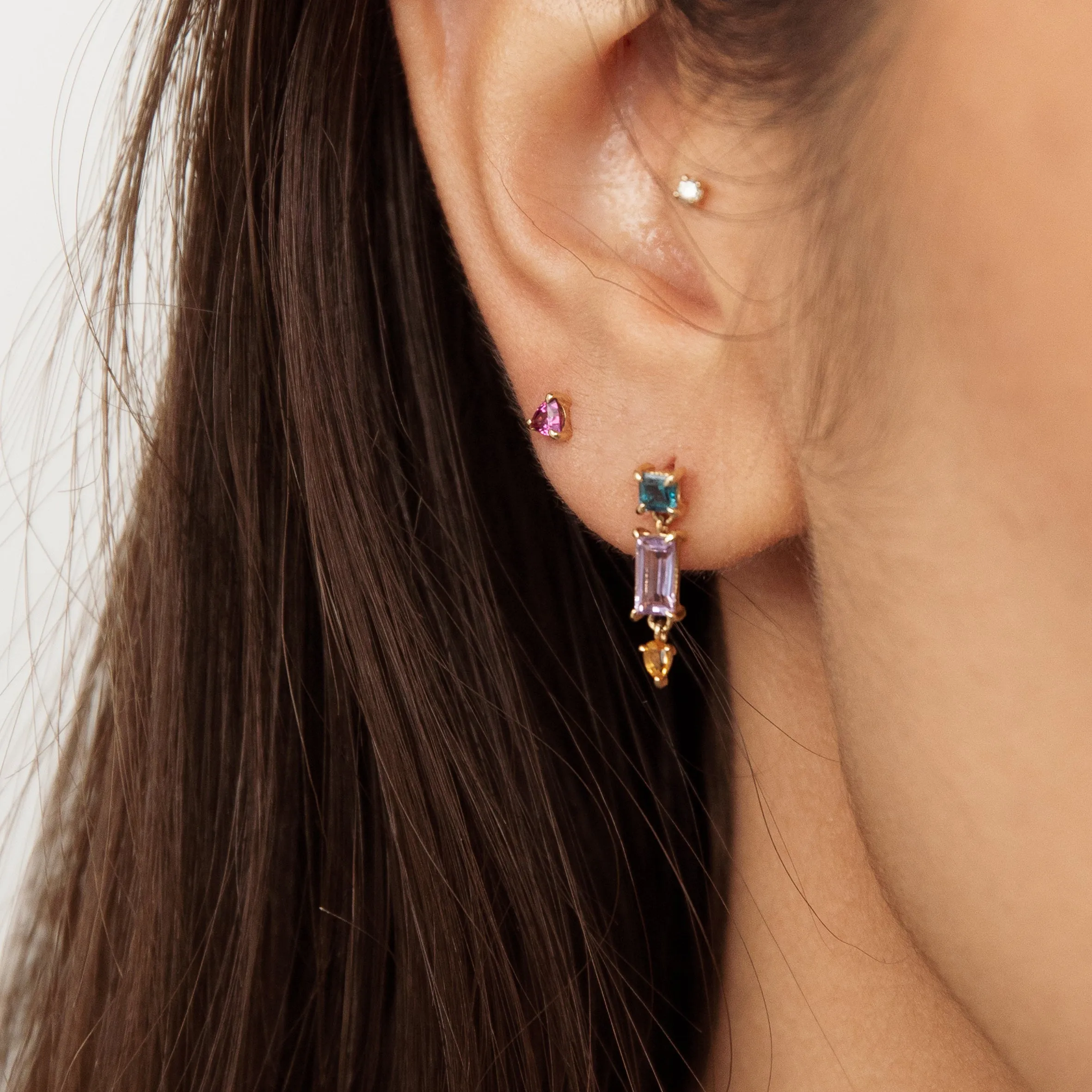 Three-piece trapeze Earrings - 14K/ 18K Gold