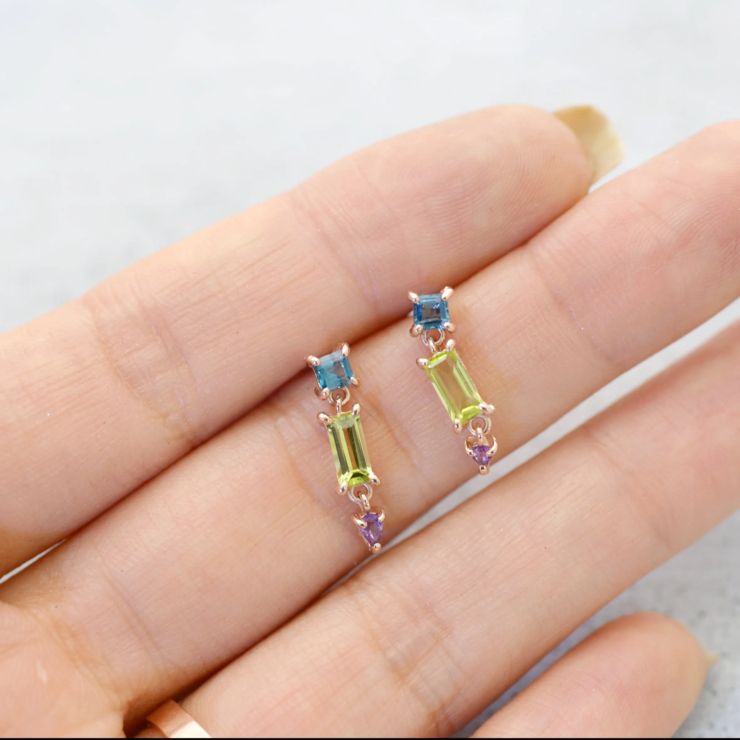 Three-piece trapeze Earrings - 14K/ 18K Gold