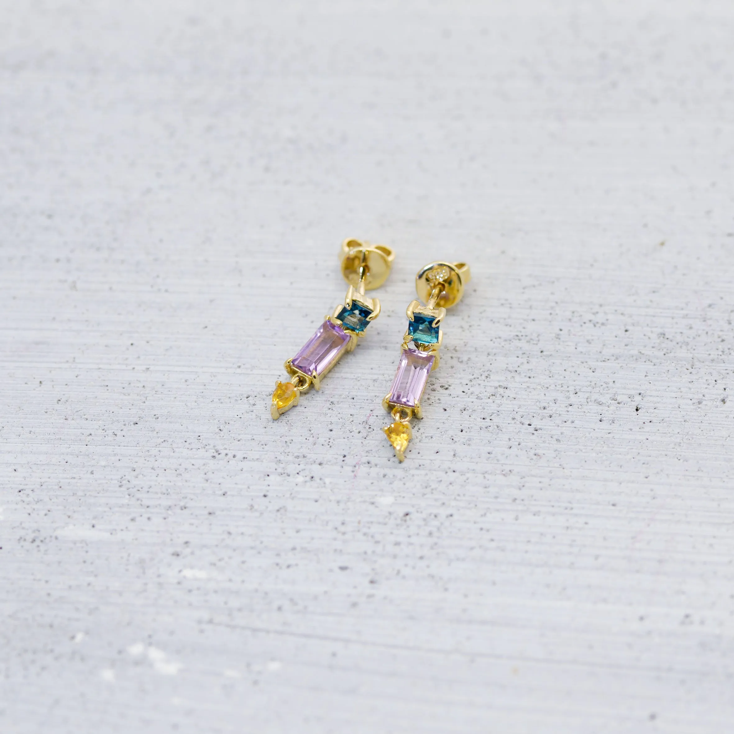 Three-piece trapeze Earrings - 14K/ 18K Gold