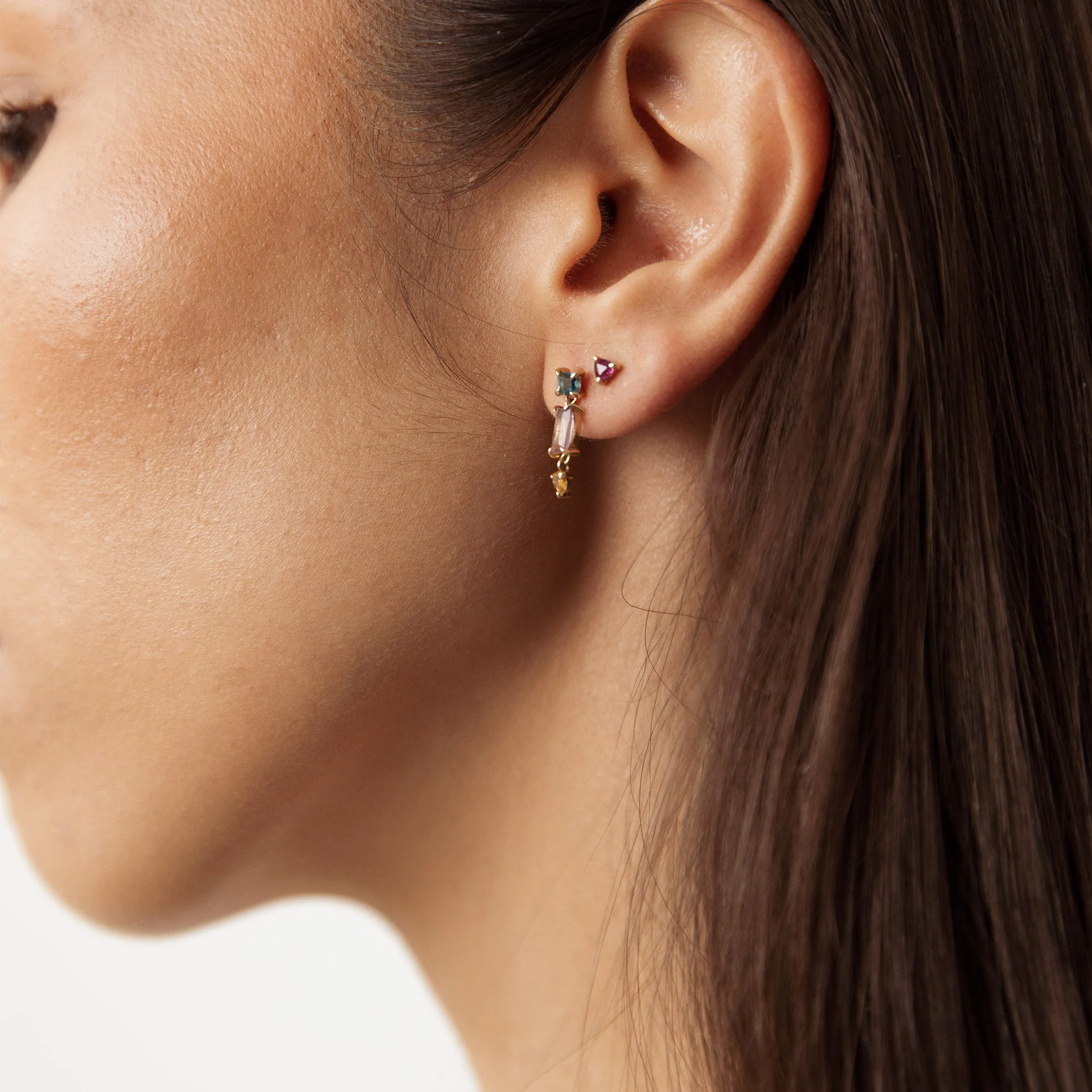 Three-piece trapeze Earrings - 14K/ 18K Gold