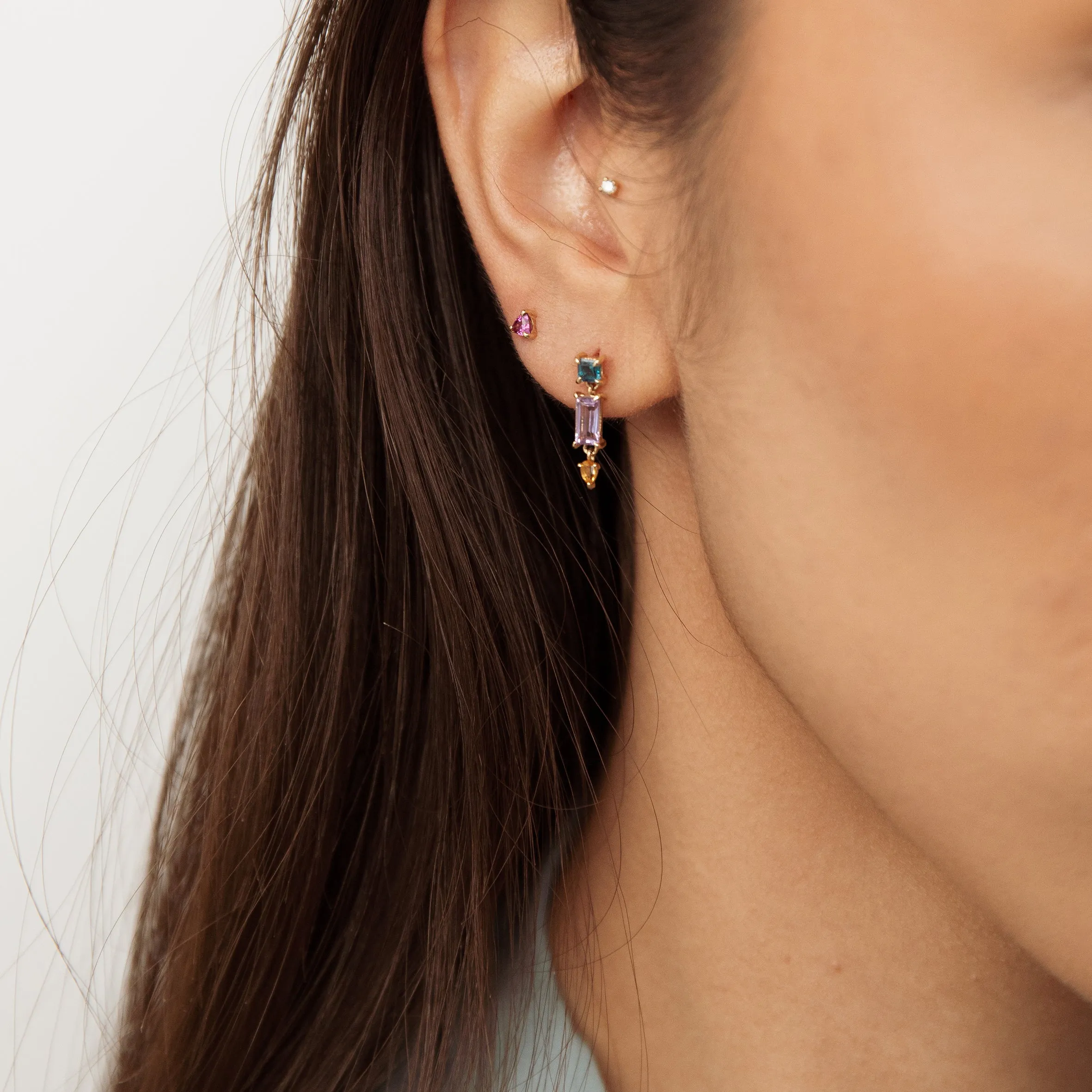 Three-piece trapeze Earrings - 14K/ 18K Gold