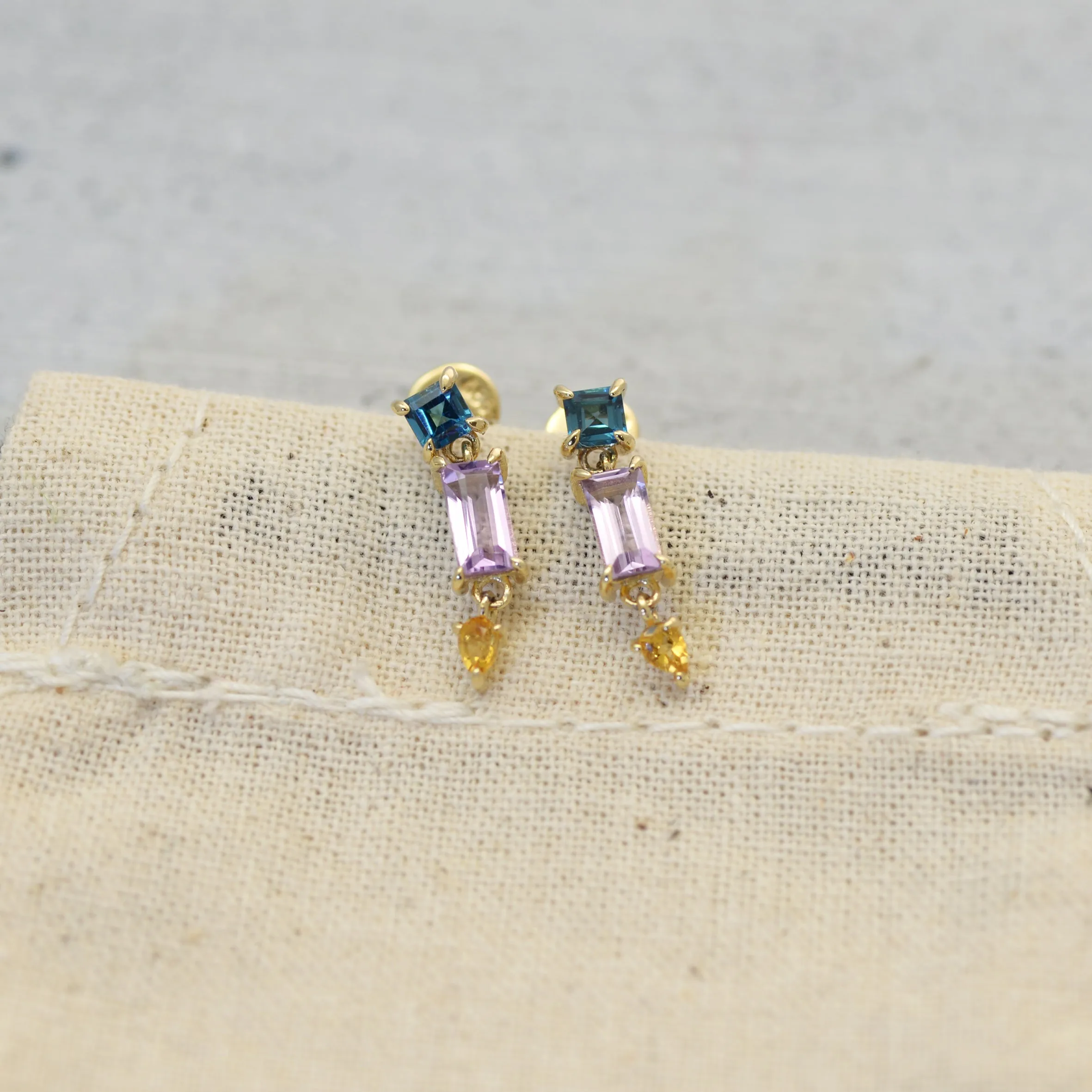 Three-piece trapeze Earrings - 14K/ 18K Gold