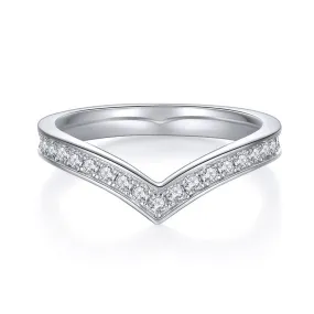 V Shape Design Wedding Band Moissanite Full Eternity Ring