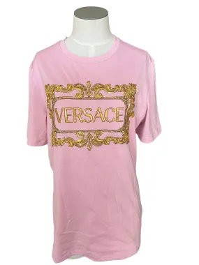 Versace Pink Baroque Logo Size 38 T-Shirt