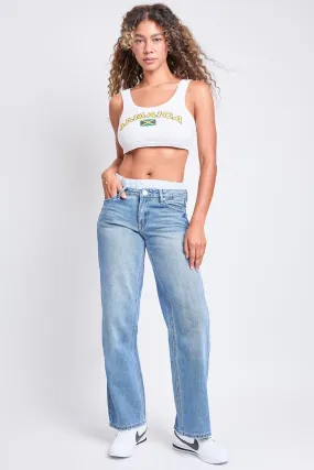 Women's Mid Rise Relax Fit Wide Leg Boxer Jeans